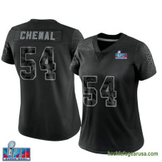 Womens Kansas City Chiefs Leo Chenal Black Authentic Reflective Super Bowl Lvii Patch Kcc216 Jersey C2445